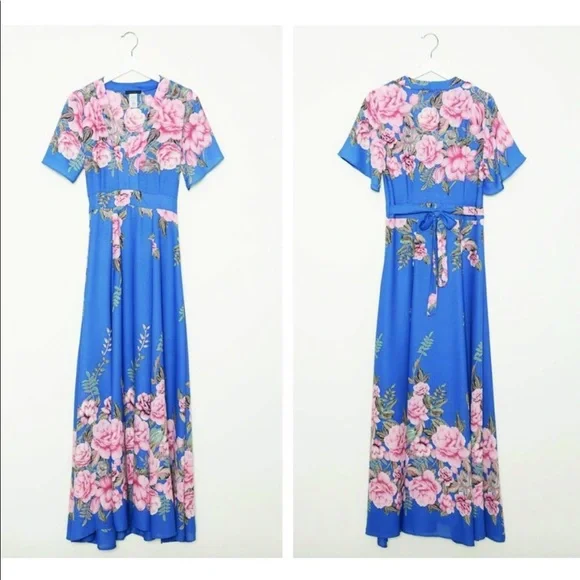 NWOT A Love Like You Floral Border Plunge Maxi - Picture 4 of 4